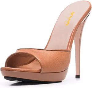 XYD Women Platform Slippers Slip On Stilettos Slides Sexy High Heel Mules Open Almond Toe Fashion Sandals Shoes