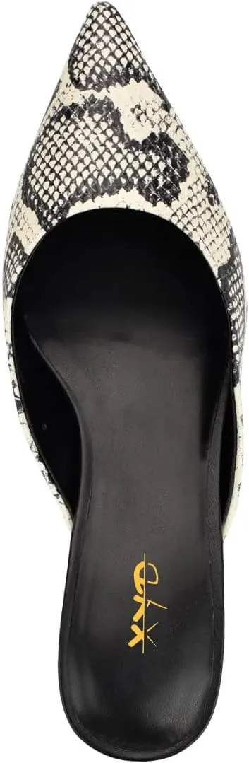 XYD Women Pointed Toe Slant Low Heel Mules Comfortable Chic Closed Toe Sandals Slip-on Daily Dress Shoes