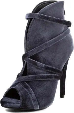 XYD Women Sexy Peep Toe Strappy Cutout High Heel Ankle Boots Stiletto Short Bootie Cocktail Nightclub Prom Dressy Shoes with Back Zipper
