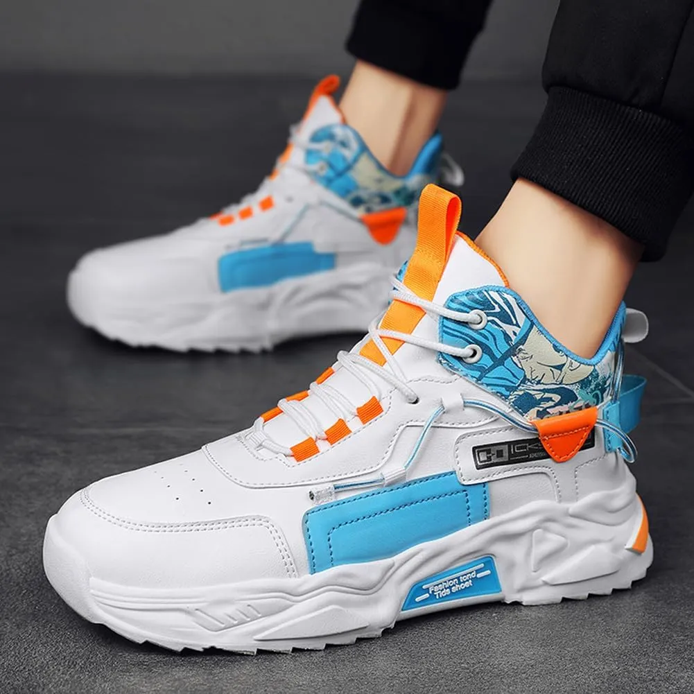 YAXE Men’s High Top Chunky Sneakers Running Sports Shoes