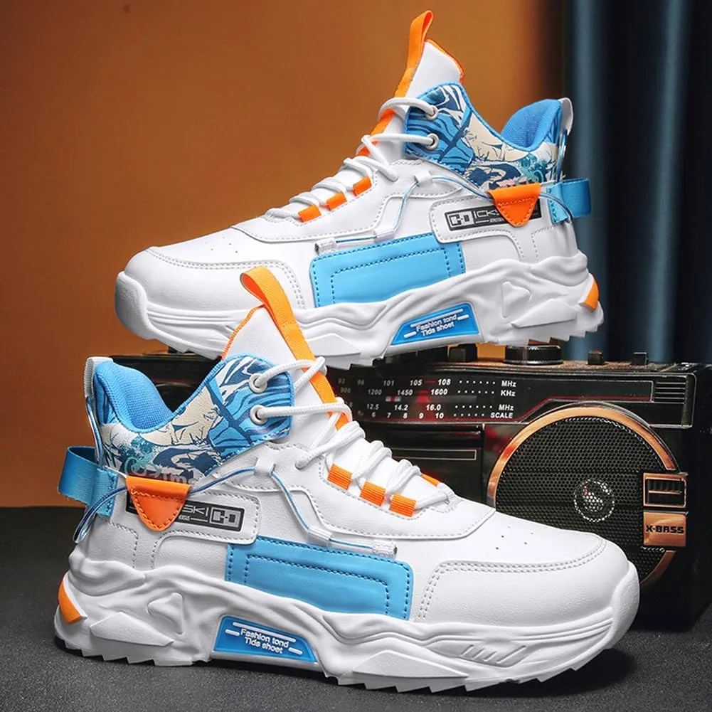 YAXE Men’s High Top Chunky Sneakers Running Sports Shoes
