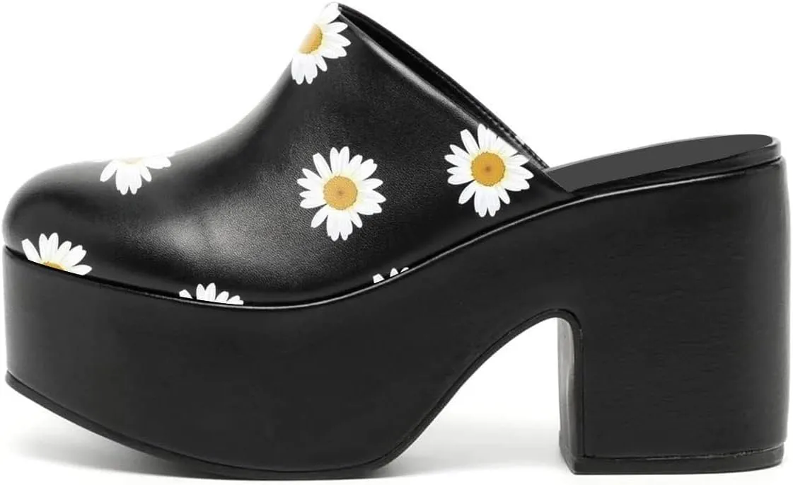 YDN Women Casual Block Heel Mules Cozy Platform Chunky Sandals Closed Toe Slip On Clogs Party Dress Daily Shoes Size 4-15 US