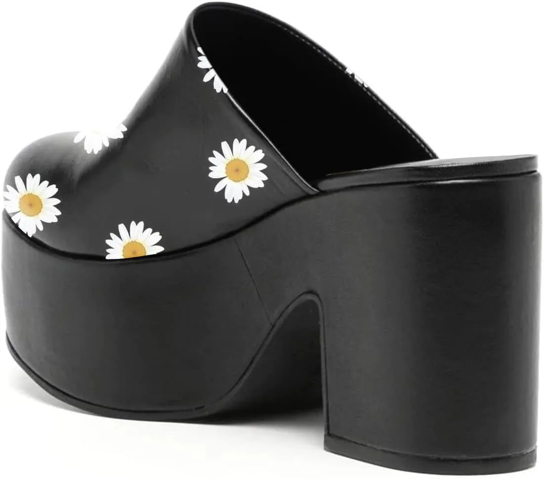 YDN Women Casual Block Heel Mules Cozy Platform Chunky Sandals Closed Toe Slip On Clogs Party Dress Daily Shoes Size 4-15 US