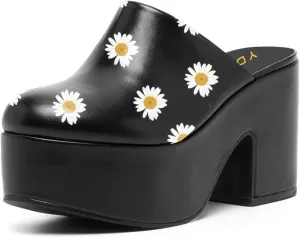 YDN Women Casual Block Heel Mules Cozy Platform Chunky Sandals Closed Toe Slip On Clogs Party Dress Daily Shoes Size 4-15 US