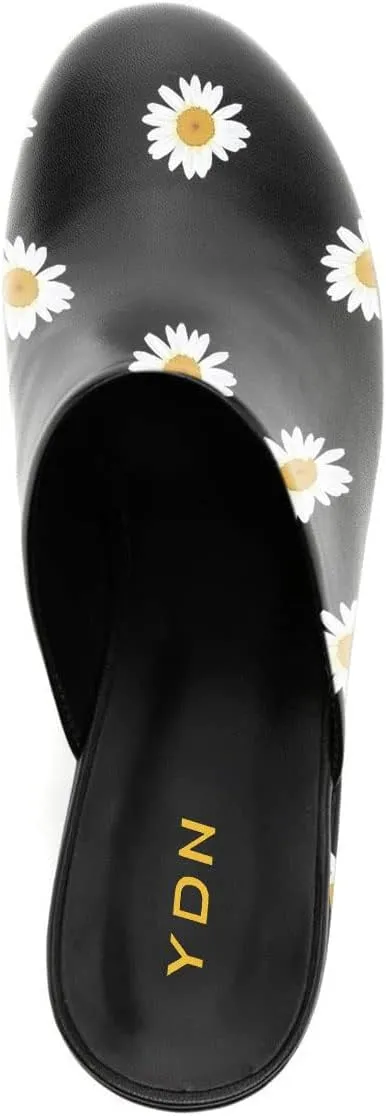 YDN Women Casual Block Heel Mules Cozy Platform Chunky Sandals Closed Toe Slip On Clogs Party Dress Daily Shoes Size 4-15 US