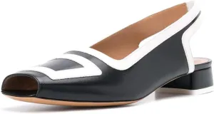 YDN Women Retro Square Toe Low Block Heel Patchwork Loafers Slingback Slip On Multicolored Office Ladies Dress Sandal Pumps