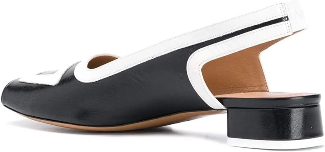 YDN Women Retro Square Toe Low Block Heel Patchwork Loafers Slingback Slip On Multicolored Office Ladies Dress Sandal Pumps