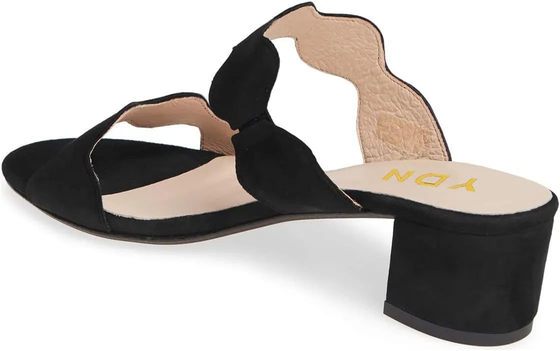 YDN Women Strappy Heeled Sandals Opentoe Mules Slip On Chunky Block Comfortable Walking Shoes