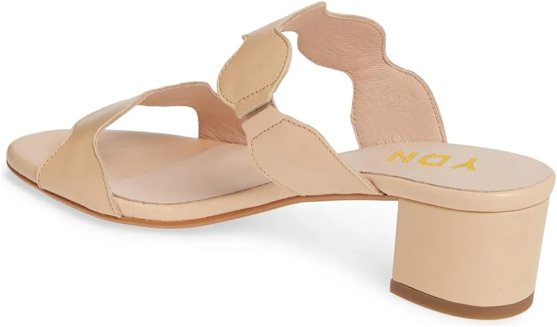 YDN Women Strappy Heeled Sandals Opentoe Mules Slip On Chunky Block Comfortable Walking Shoes