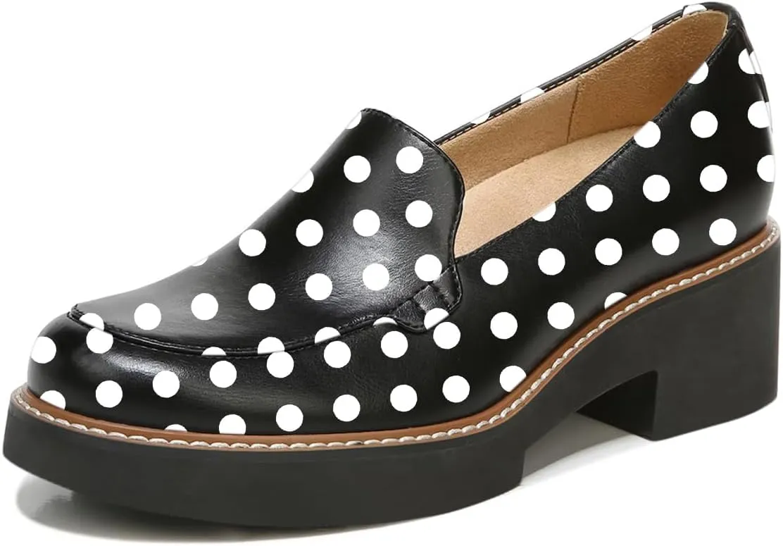 YDN Women's Chic Chunky Heel Loafers Platform Round Toe Pumps Slip On Comfy Shoes for Daily Outfit Business Formal Dress Size 4-16 US