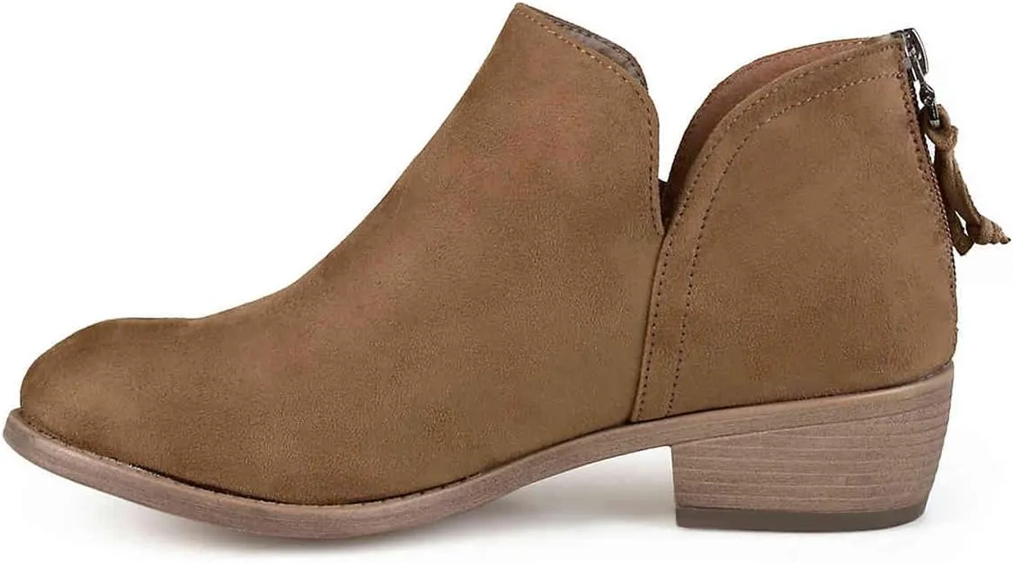 YDN Women's Mid Heels Ankle Bootie Almond Toe Block Low Heel Pumps Classic V Cut Back Zipper Shoes Size 4-15 US