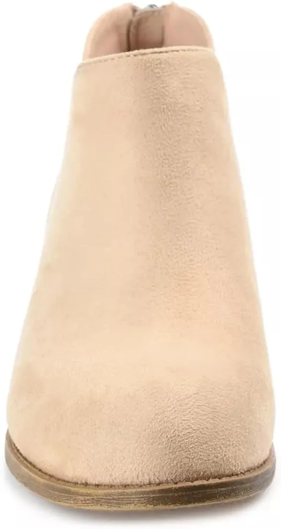 YDN Womens Mid Heels Ankle Booties Almond Toe Block Low Heels Pumps Classic V Cut Back Zipper Shoes Size 4-15 US