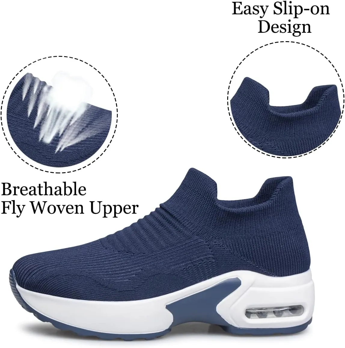 YHOON Women's Walking Shoes Slip-on - Sock Sneakers Ladies Nursing Work Air Cushion Mesh Casual Running Jogging Shoes