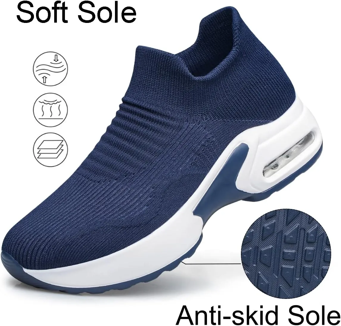YHOON Women's Walking Shoes Slip-on - Sock Sneakers Ladies Nursing Work Air Cushion Mesh Casual Running Jogging Shoes