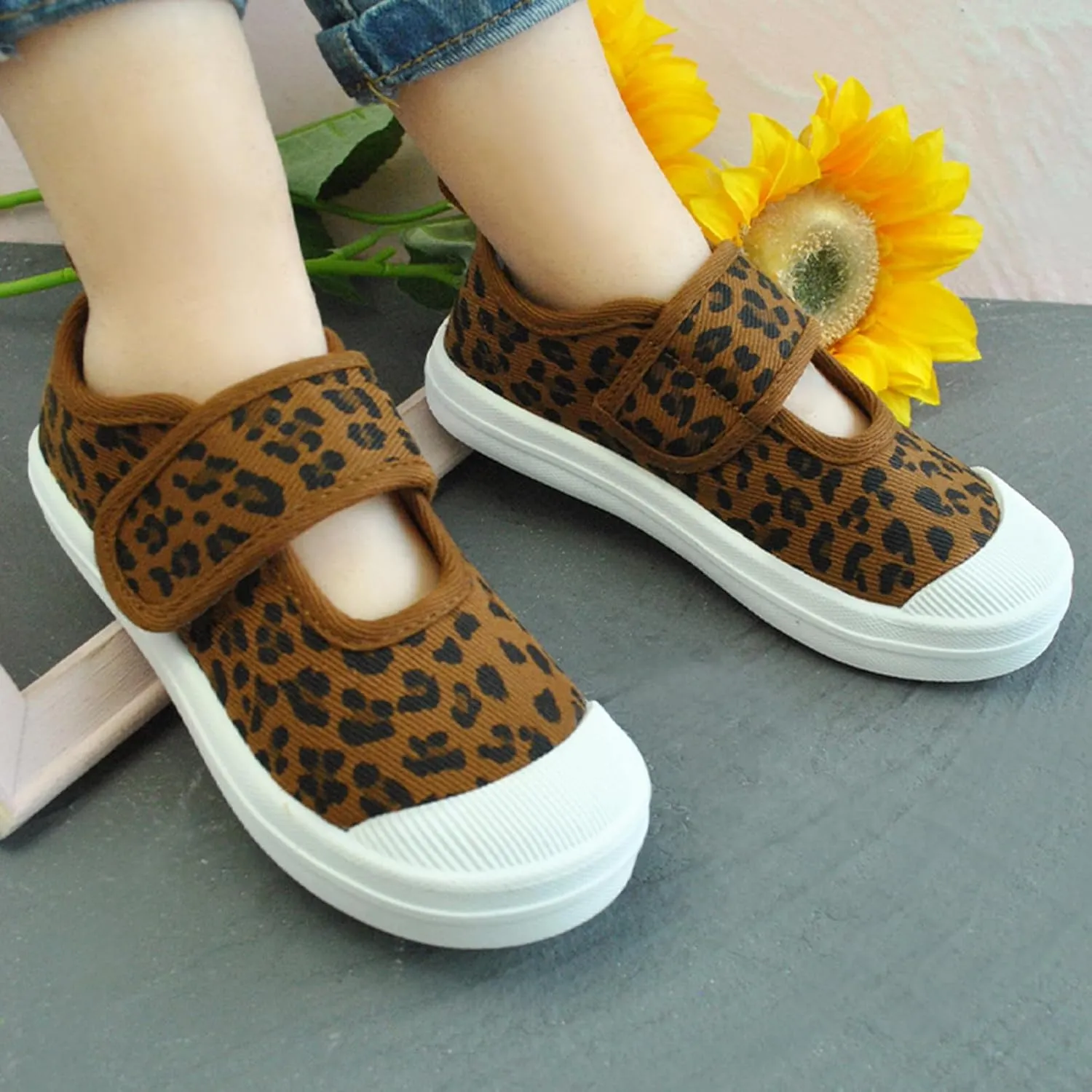 YIBLBOX Toddler Girl's Mary Jane Flat Loafers Canvas Sneakers for Unisex Kids Casual School Uniform Walking Dress Shoes