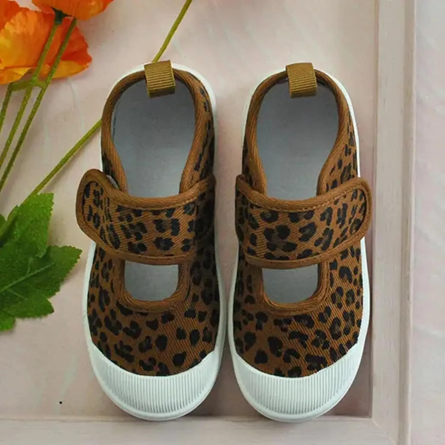 YIBLBOX Toddler Girl's Mary Jane Flat Loafers Canvas Sneakers for Unisex Kids Casual School Uniform Walking Dress Shoes