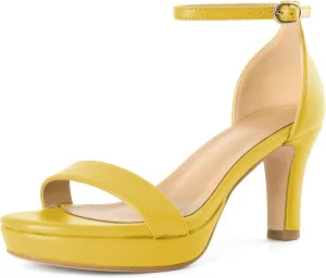 YODEKS Women's Heeled Sandals Platform Sandals Chunky Heels Open Toe Strappy Block Heel with Adjustable Ankle Strap