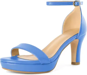 YODEKS Women's Heeled Sandals Platform Sandals Chunky Heels Open Toe Strappy Block Heel with Adjustable Ankle Strap