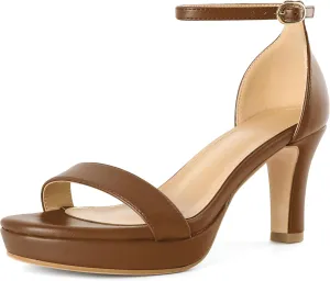 YODEKS Women's Heeled Sandals Platform Sandals Chunky Heels Open Toe Strappy Block Heel with Adjustable Ankle Strap