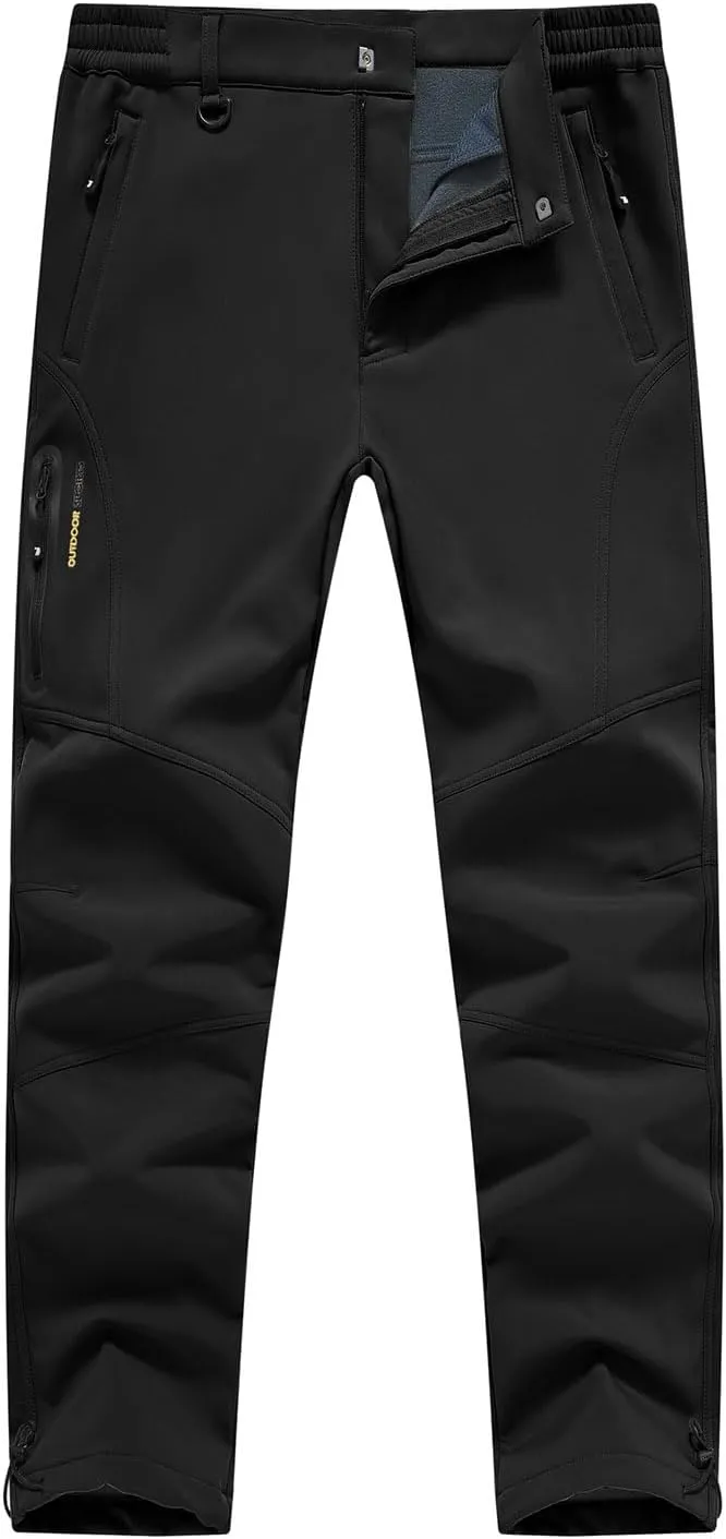 YSENTO Men's Fleece Lined Snow Ski Pants Waterproof Softshell Insulated Winter Cargo Hiking Camping Pants