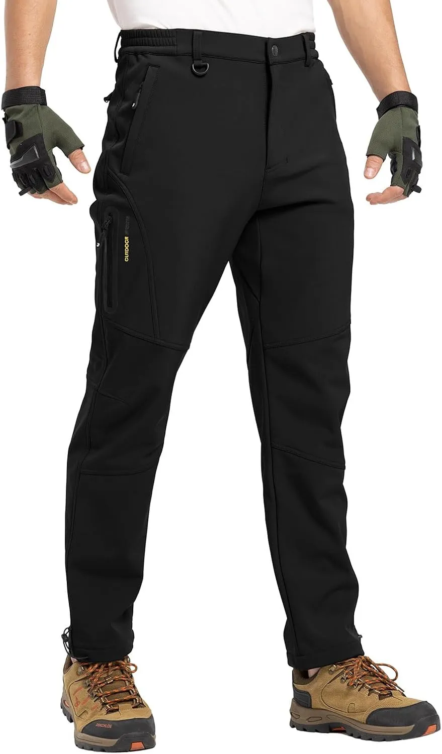 YSENTO Men's Fleece Lined Snow Ski Pants Waterproof Softshell Insulated Winter Cargo Hiking Camping Pants