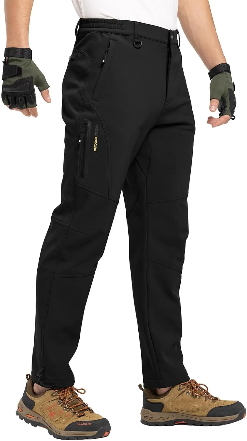 YSENTO Men's Fleece Lined Snow Ski Pants Waterproof Softshell Insulated Winter Cargo Hiking Camping Pants