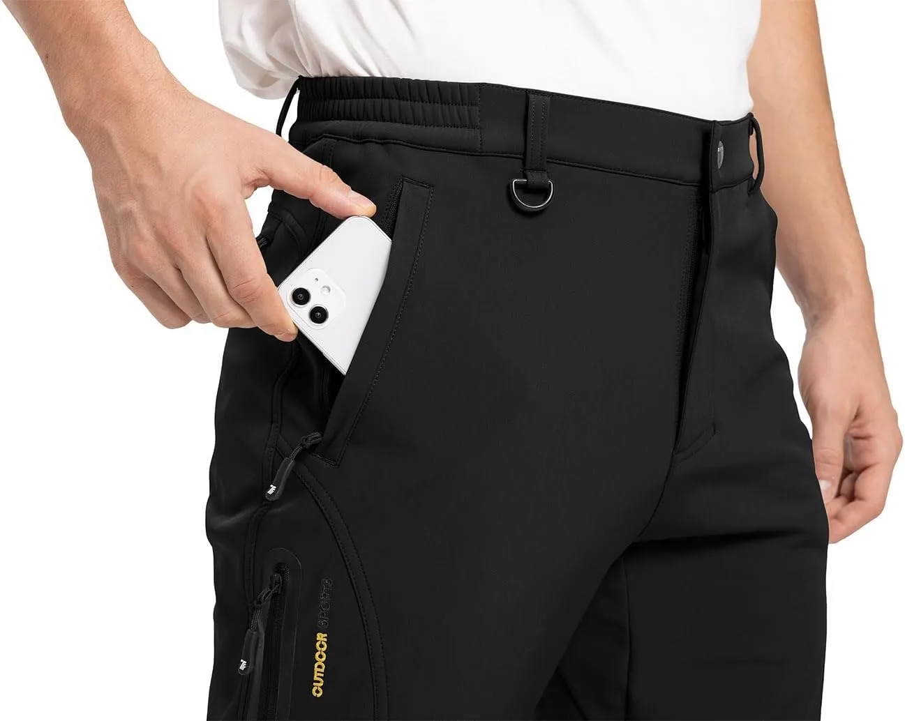 YSENTO Men's Fleece Lined Snow Ski Pants Waterproof Softshell Insulated Winter Cargo Hiking Camping Pants