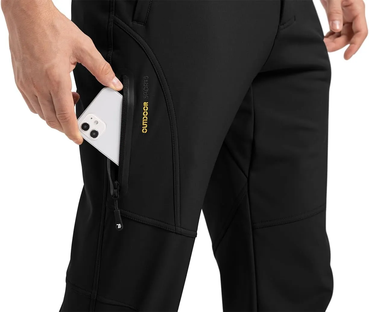 YSENTO Men's Fleece Lined Snow Ski Pants Waterproof Softshell Insulated Winter Cargo Hiking Camping Pants
