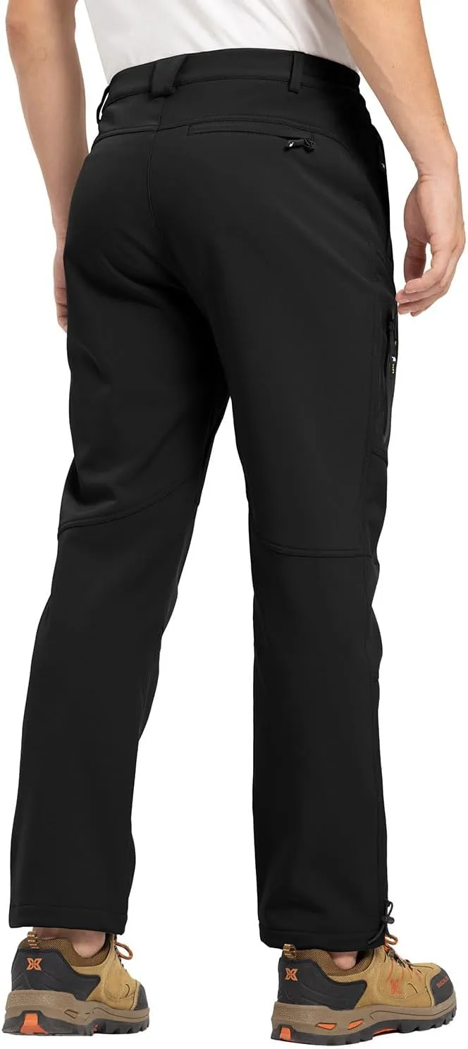 YSENTO Men's Fleece Lined Snow Ski Pants Waterproof Softshell Insulated Winter Cargo Hiking Camping Pants