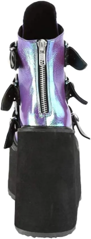 ZBYY Womens Platform Boots Buckle Strap Round Toe Chunky Platform Wedge Ankle Boots Party Thick Motorcycle Combat Boots