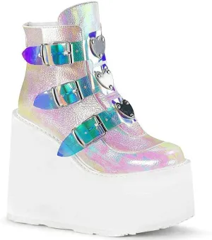 ZBYY Womens Platform Boots Buckle Strap Round Toe Chunky Platform Wedge Ankle Boots Party Thick Motorcycle Combat Boots