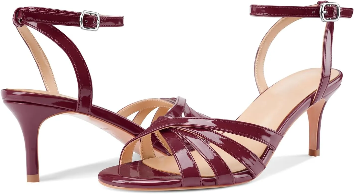 Z.Oufeier Womens’ Slingback Kitten Low Lace Up Heels Adjustable Ankle Strap Open Toe Sandals For Party Dress Wedding