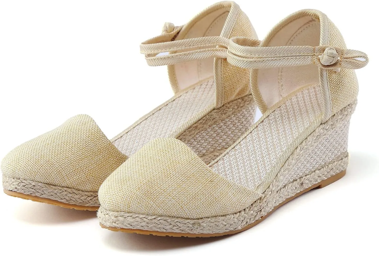 ZSpzx Espadrilles Wedge Sandals for Women,Closed Toe Orthopedic Backless Low Heel Sandal Ladies Arch Support Comfortable Strappy Shoes Cushion Footbed Slip On Casual Shoe for Outdoor Indoor