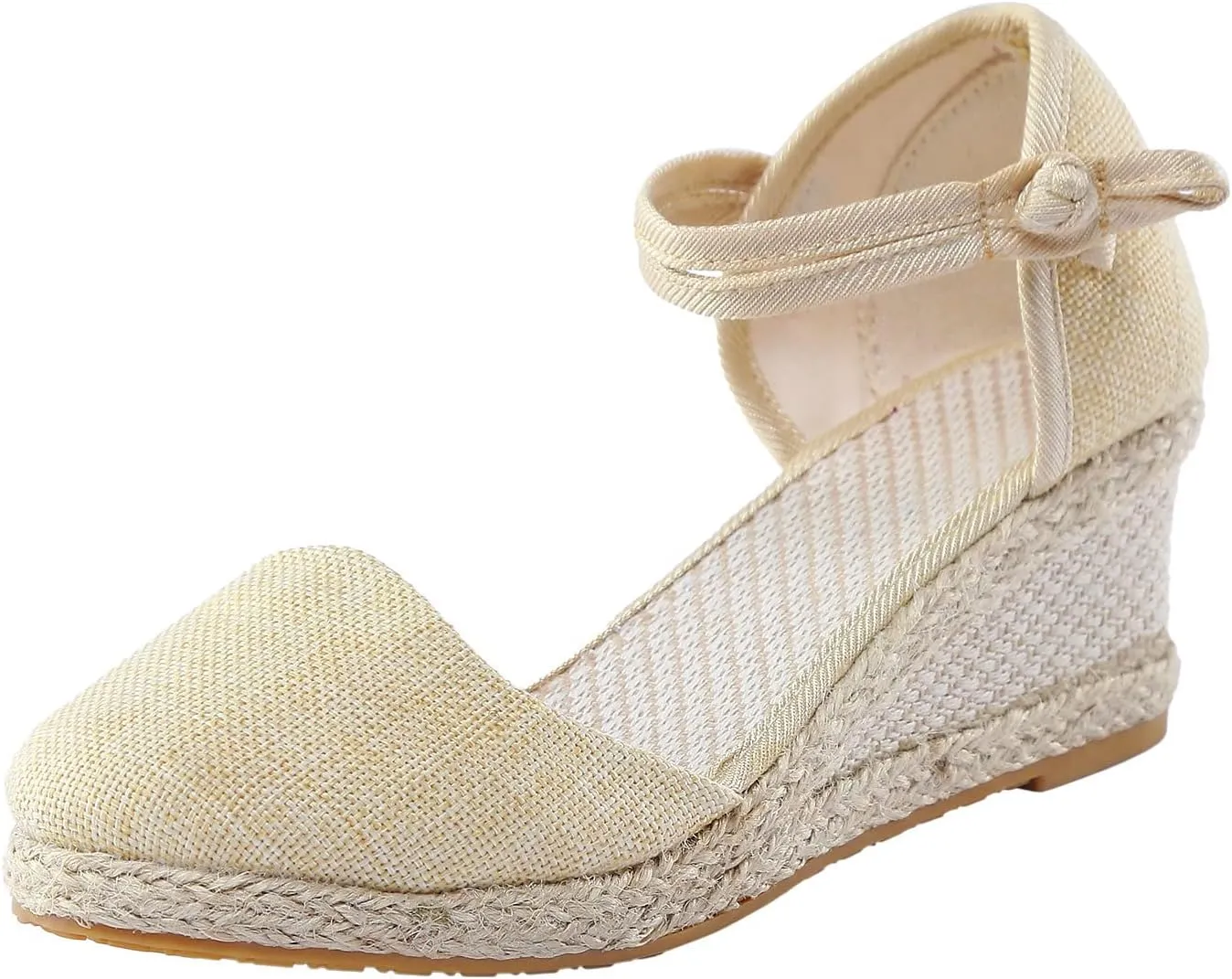 ZSpzx Espadrilles Wedge Sandals for Women,Closed Toe Orthopedic Backless Low Heel Sandal Ladies Arch Support Comfortable Strappy Shoes Cushion Footbed Slip On Casual Shoe for Outdoor Indoor