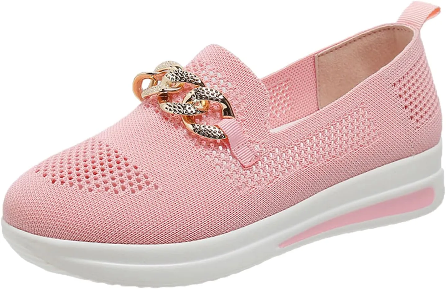 ZSpzx Loafers for Women Air Cushioned Mesh Flat Breathable Comfort Walking Sneakers Low Top Slip on Arch Support Casual Boat Shoes Elastic Athletic Shoe for Jogging Running Daily Wear