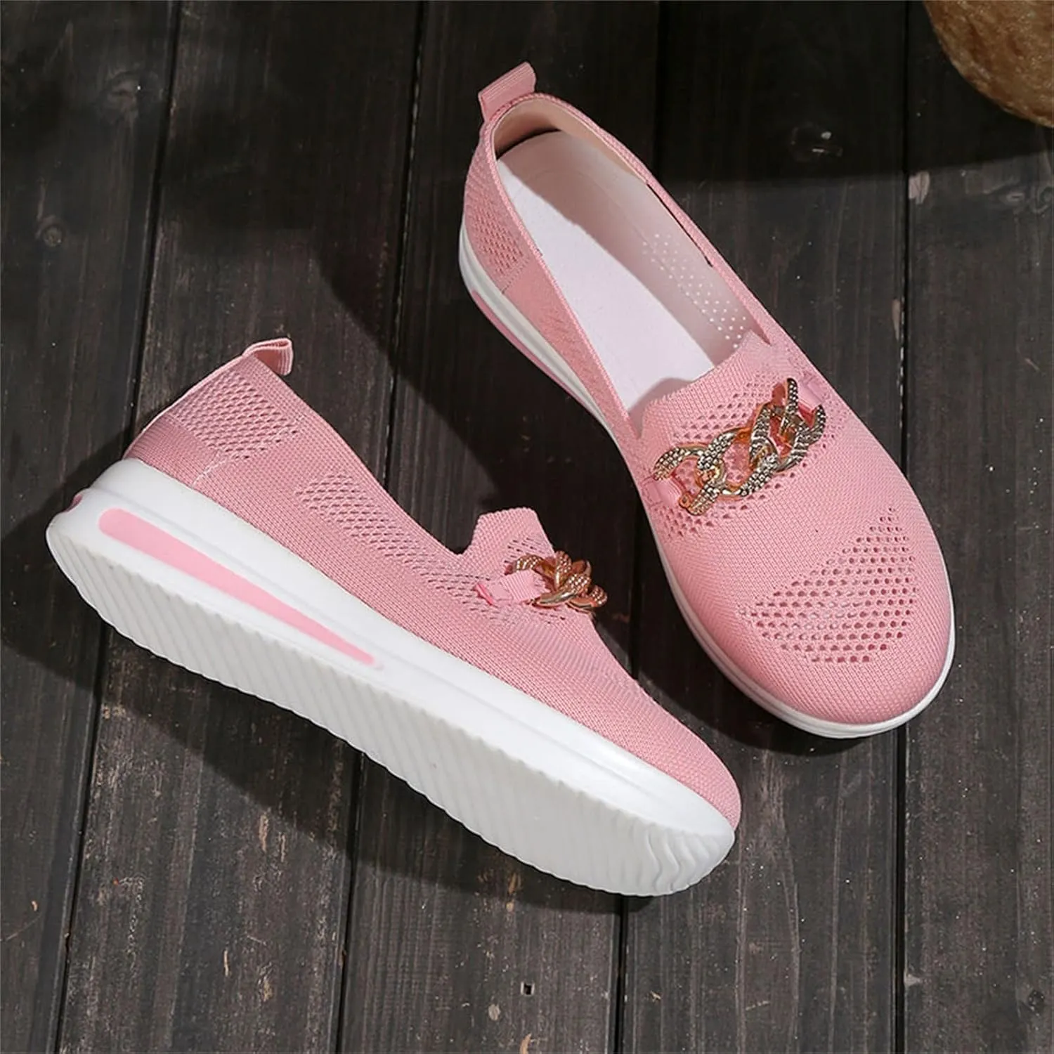 ZSpzx Loafers for Women Air Cushioned Mesh Flat Breathable Comfort Walking Sneakers Low Top Slip on Arch Support Casual Boat Shoes Elastic Athletic Shoe for Jogging Running Daily Wear
