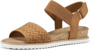 ZURIN Womens Comfortable Flat Sandals Open Toe Elastic Ankle Strap Low Wedge Sandals for Women Casual Dressy Summer